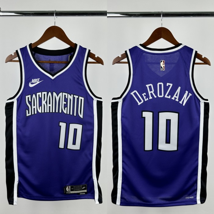 24-25 KINGS DEROZAN #10 Purple Retro Top Quality Hot Pressing NBA Jersey(V领）