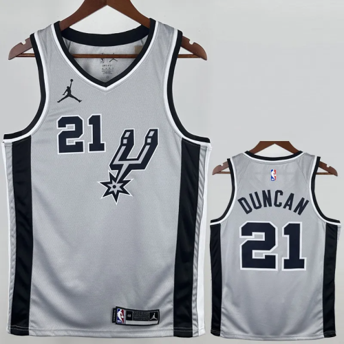 20-21 SA Spurs DUNCAN #21 Grey Top Quality Hot Pressing NBA Jersey (Trapeze Edition)