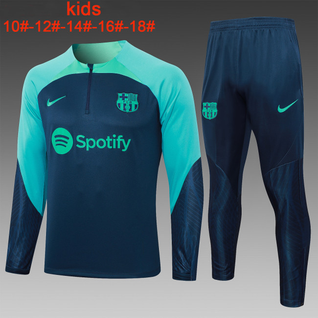 23-24 Barcelona High Quality Kids Half Pull Tracksuit