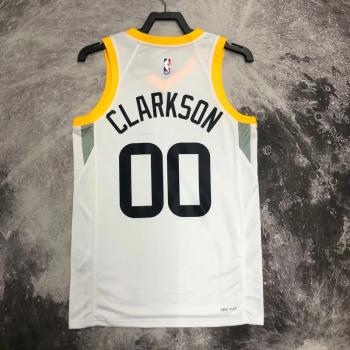 22-23 JAZZ CLARKSON #00 WhiteTop Quality Hot Pressing NBA Jersey
