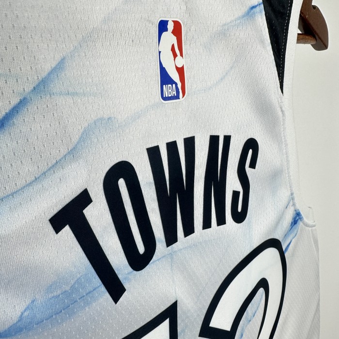 24-25 Timberwolves TOWNS #32 White City Edition Top Quality Hot Pressing NBA Jersey
