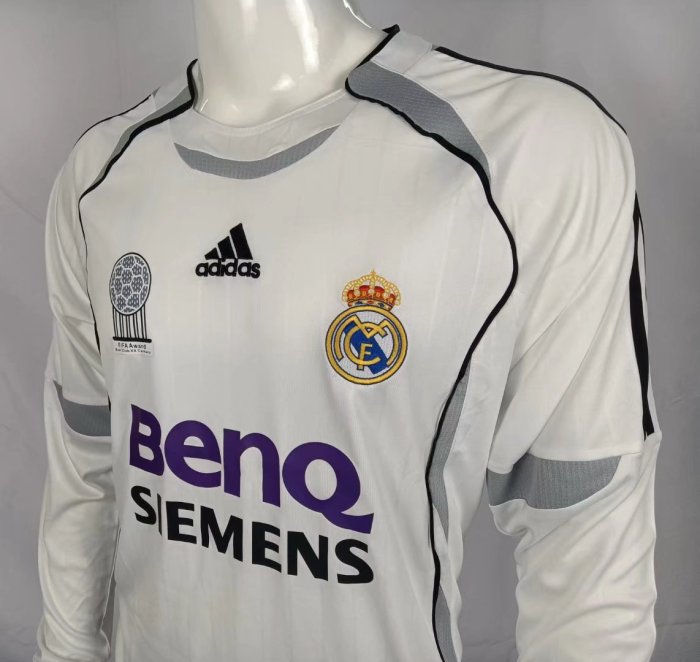 2006 Real Madrid Home Long Sleeve Retro Soccer Jersey