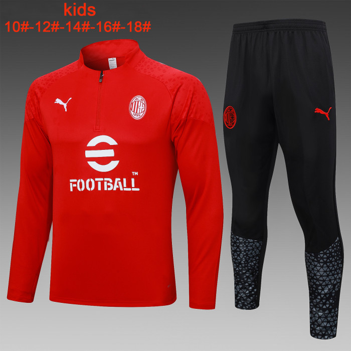 23-24 AC Milan High Quality Kids Half Pull Tracksuit