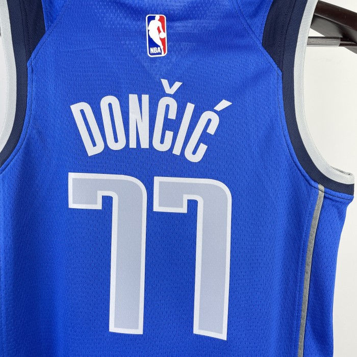 2023 Dallas Mavericks DONCIC #77 Blue Top Quality Hot Pressing Kids NBA Jersey