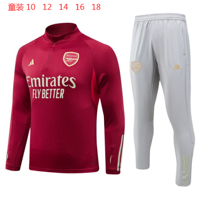 23-24 Arsenal High Quality Kids Half Pull Tracksuit