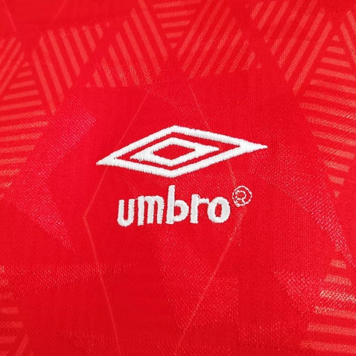 1990 England Away Red Retro Soccer Jersey