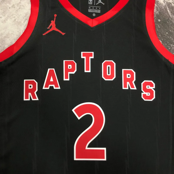 22-23 RAPTORS LEONARD #2 Black red Top Quality Hot Pressing NBA Jersey (Trapeze Edition)
