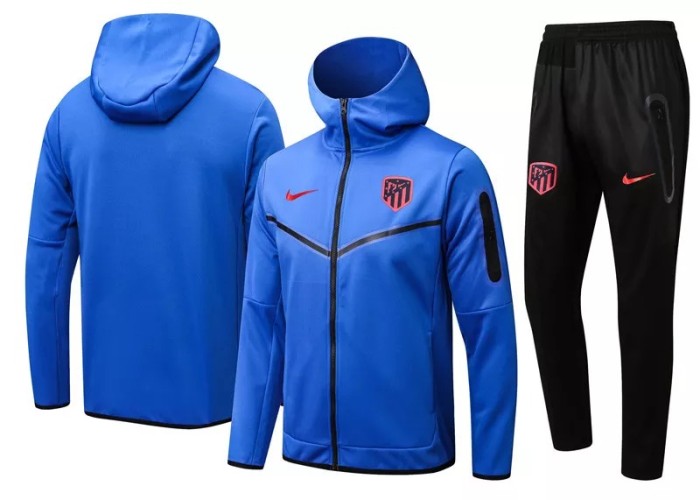 22-23 Atlético Madrid Blue Hoodie Jacket Tracksuit#F391