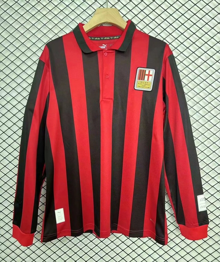 24-25 AC Milan 125th Limited edition  long sleeves Soccer jersey 有纽扣