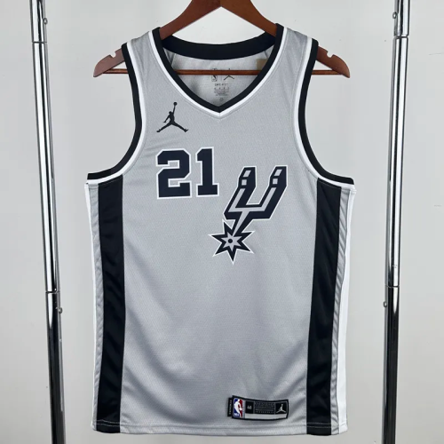 20-21 SA Spurs DUNCAN #21 Grey Top Quality Hot Pressing NBA Jersey (Trapeze Edition)