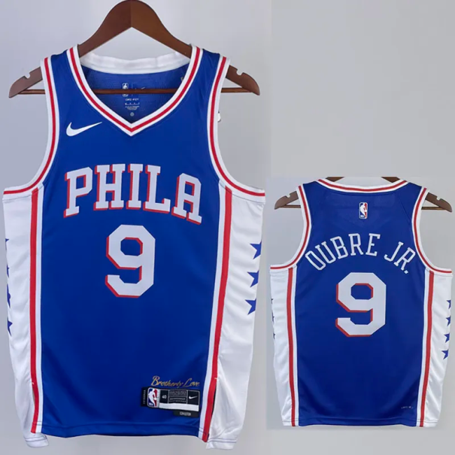 22-23 76ERS OUBRE JR. #9 Blue Top Quality Hot Pressing NBA Jersey (V领）