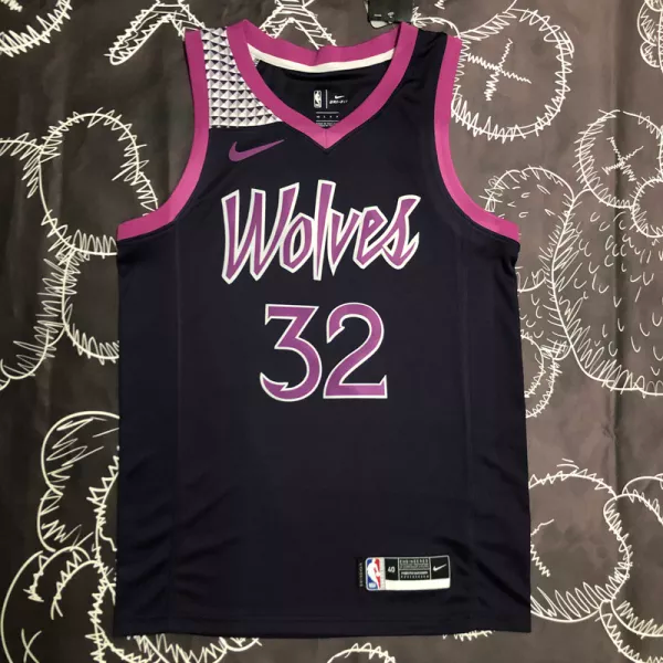 Timberwolves TOWNS #32 Purple Black Top Quality Hot Pressing NBA Jersey