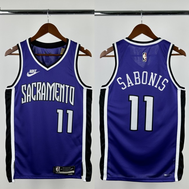 24-25 KINGS SABONIS #11 Purple Retro Top Quality Hot Pressing NBA Jersey(V领）