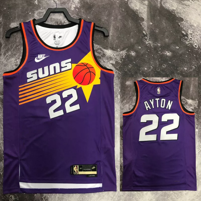 22-23 SUNS AYTON #22 Purple Top Quality Hot Pressing NBA Jersey (Retro Logo)