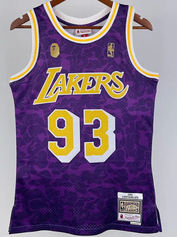 2023 LAKERS & BAPE #93 Purple Top Quality Hot Pressing NBA Jersey