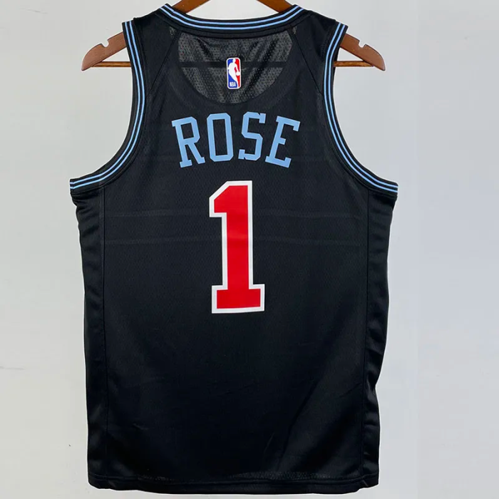 2019 BULLS ROSE #1 Black City Edition Top Quality Hot Pressing NBA Retro Jersey