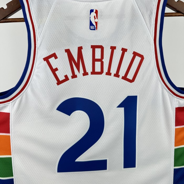 24-25 76ERS EMBIID #21 White City Edition Top Quality Hot Pressing NBA Jersey
