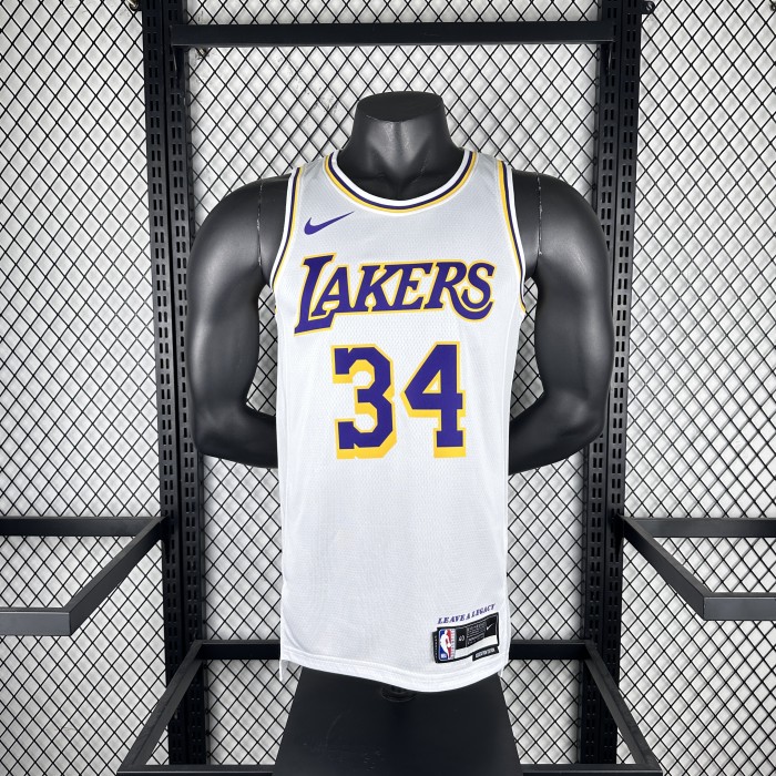 24-25 Lakers O'Neal #34 White Top Quality Hot Pressing NBA Jersey(圆领)