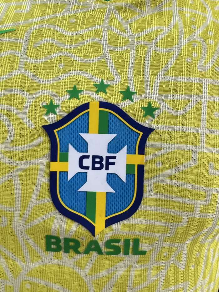 2024 Brazil Home Long sleeves Player Version Soccer Jersey