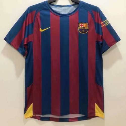 2005-2006 Barcelona Home UCL Retro Soccer Jersey（带决赛字）
