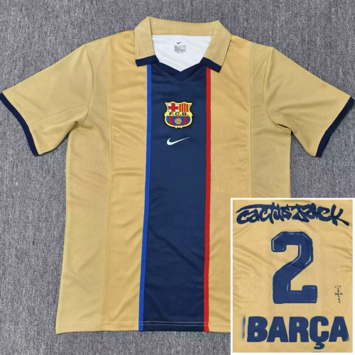 25-26 Barcelona Yellow Joint Edition Cactus Jack #2 BarcelonaCA Fans Soccer Jersey