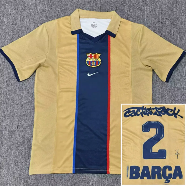 25-26 Barcelona Yellow Joint Edition Cactus Jack #2 BarcelonaCA Fans Soccer Jersey