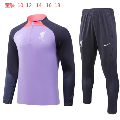 23-24 Liverpool High Quality Kids Half Pull Tracksuit