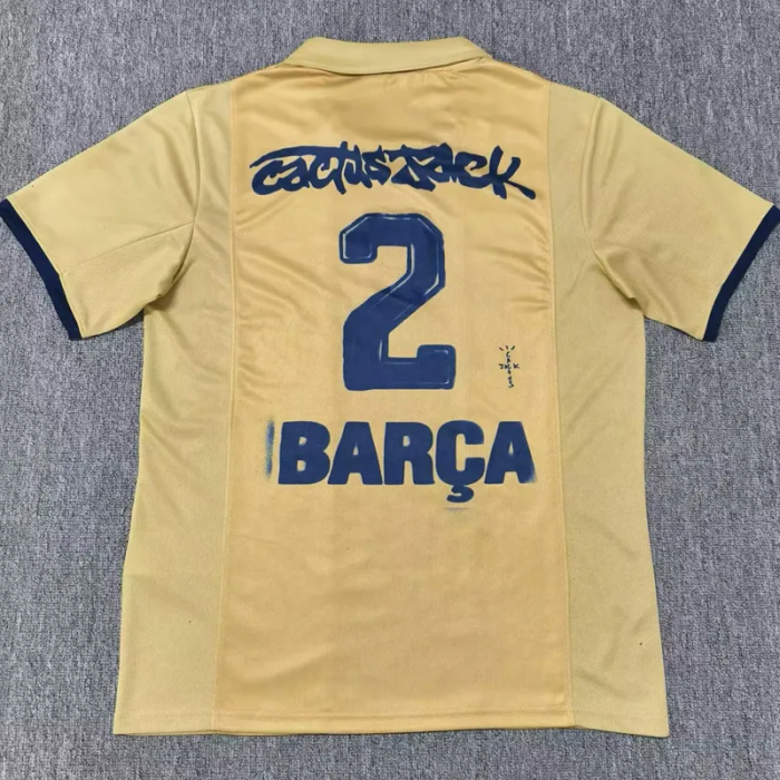25-26 Barcelona Yellow Joint Edition Cactus Jack #2 BarcelonaCA Fans Soccer Jersey