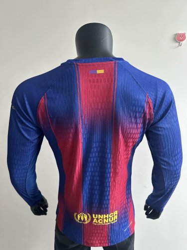 25-26 Barcelona Home Long Sleeve Player Version Soccer Jersey (长袖球员)
