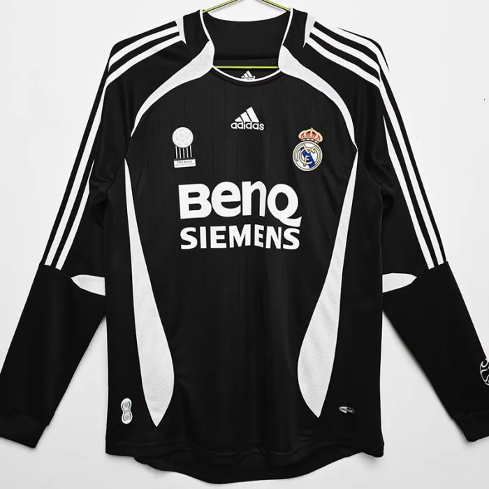2006-2007 Real Madrid Black Long Sleeve Retro Soccer Jersey