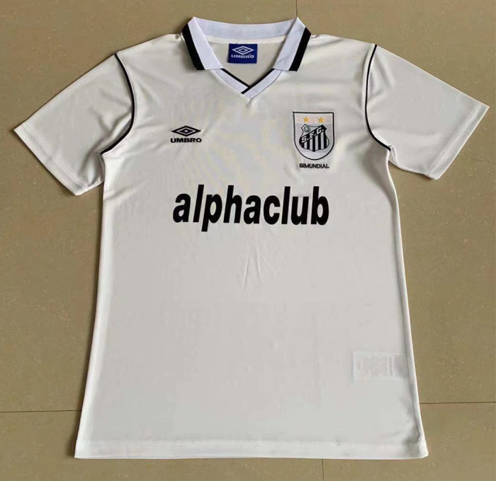 2001 Santos FC Home White Retro Soccer Jersey