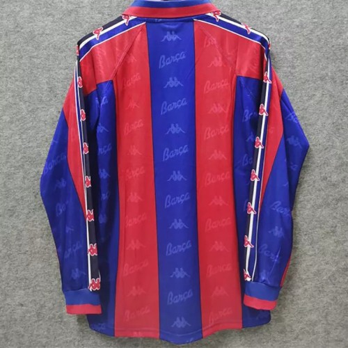 1996-1997 Barcelona Home Long Sleeve Retro Soccer Jersey