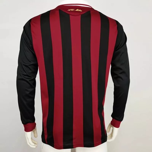 2009-2010 AC Milan Home Long Sleeve Retro Soccer Jersey