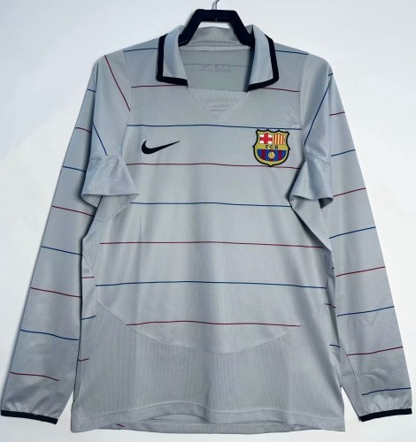 2003-2004 Barcelona Away Long Sleeve Retro Soccer Jersey
