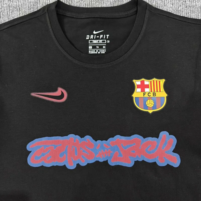 25-26 Barcelona Black High Quality Casual T-Shirt #圆领彩标
