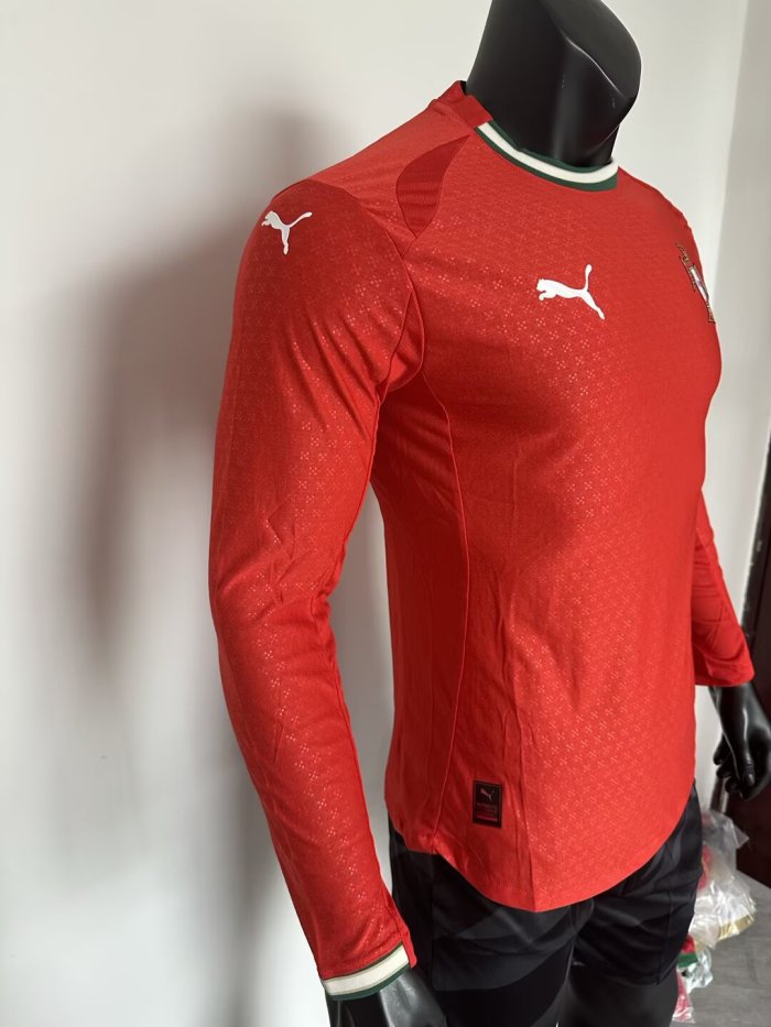 25-26 Portugal Home Long Sleeve Player Version Soccer Jersey (长袖球员)