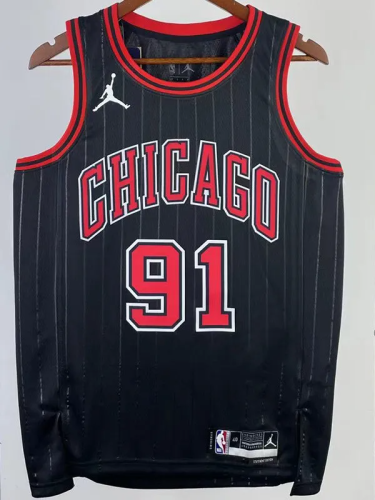 22-23 BULLS RODMAN #91 Black Top Quality Hot Pressing NBA Jersey (Trapeze Edition)