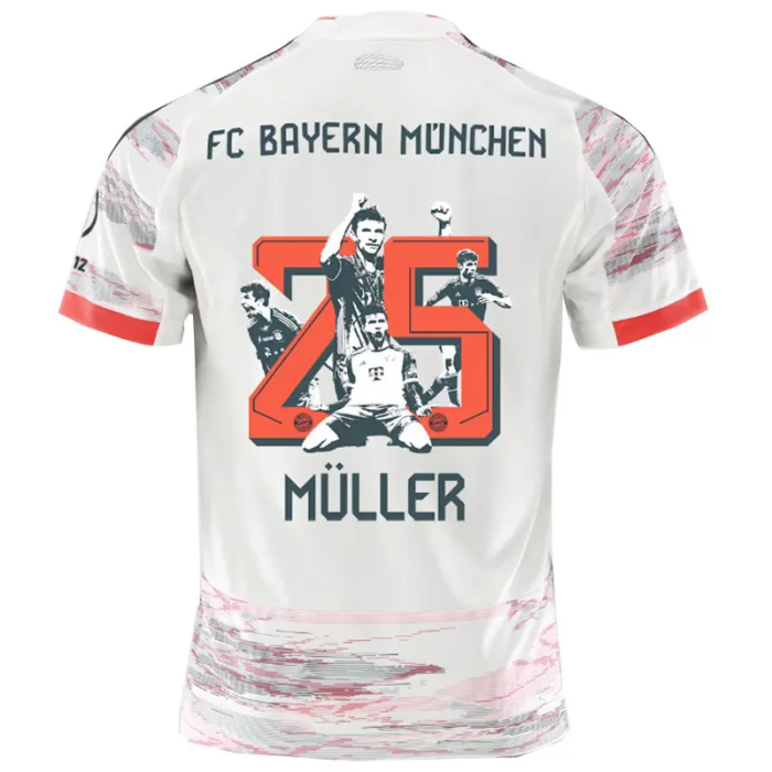 25-26 Bayern Away Muller #25 Print Picture Number Fans Soccer Jersey