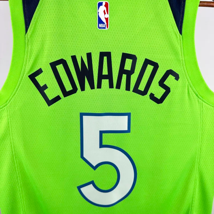 TIMBERWOLVES EDWARDS #5 Fluorescent green Top Quality Hot Pressing NBA Jersey (Trapeze Edition)
