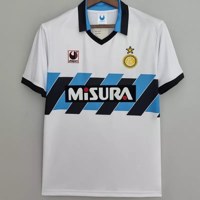 1990-1991 Inter Milan Away White Retro Soccer Jersey
