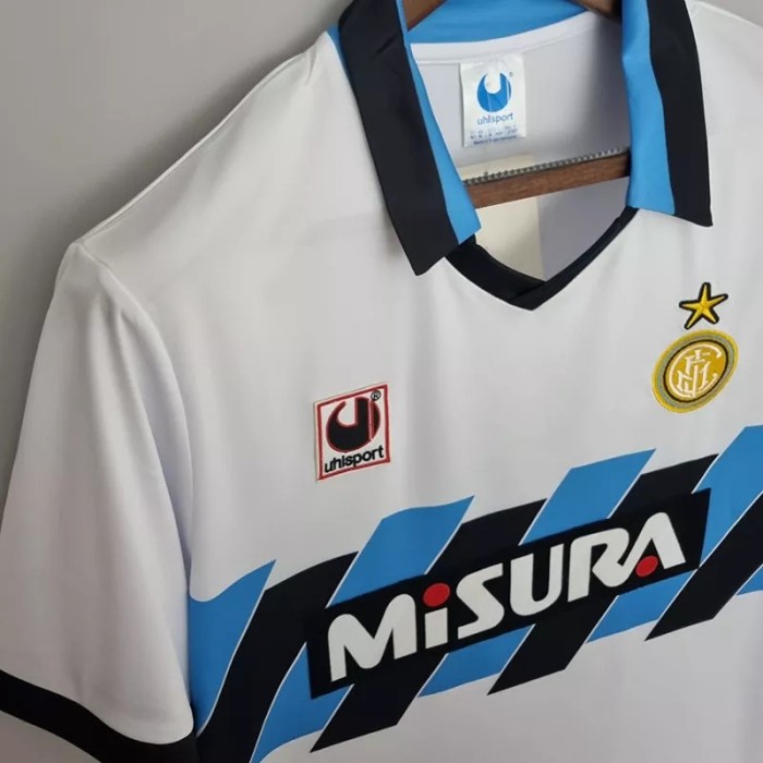 1990-1991 Inter Milan Away White Retro Soccer Jersey