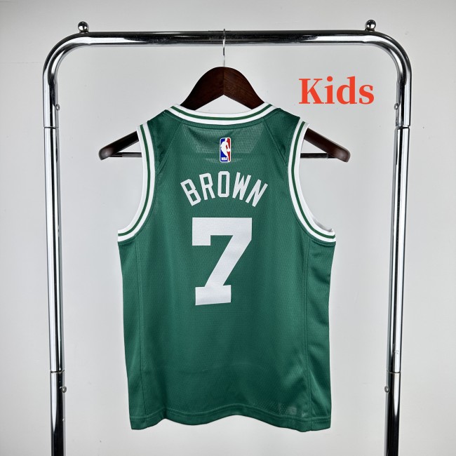 2023 CELTICS  BROWN #7 Green Top Quality Hot Pressing Kids NBA Jersey