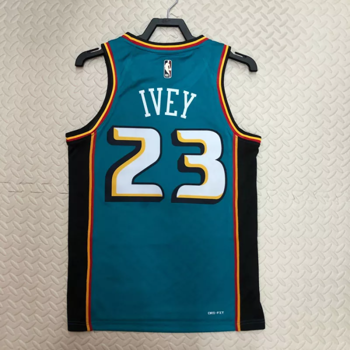 22-23 Pistons IVEY #23 Light blue Top Quality Hot Pressing NBA Jersey (Retro Logo)