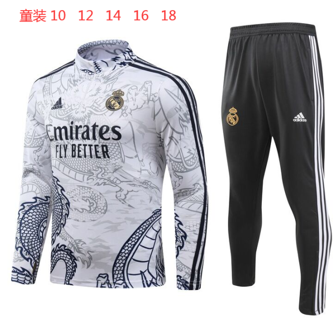 23-24 Real Madrid High Quality Kids Half Pull Tracksuit