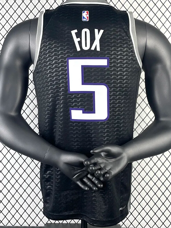 22-23 Kings FOX #5 Black Top Quality Hot Pressing NBA Jersey (Trapeze Edition)
