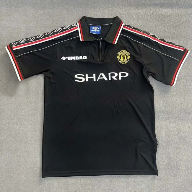 1998 Manchester United Black Retro Edition Polo Short Sleeve