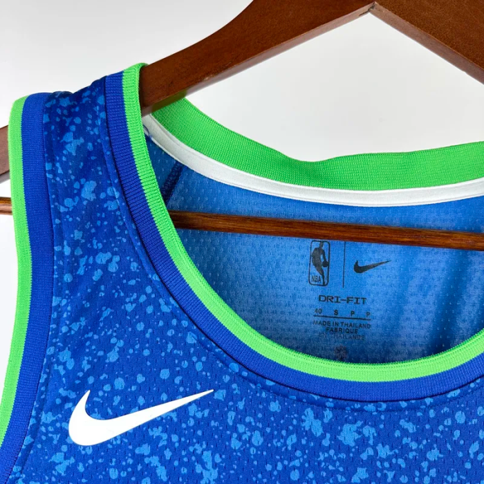 23-24 BUCKS LILLARD #0 Blue City Edition Top Quality Hot Pressing NBA Jersey(V领)