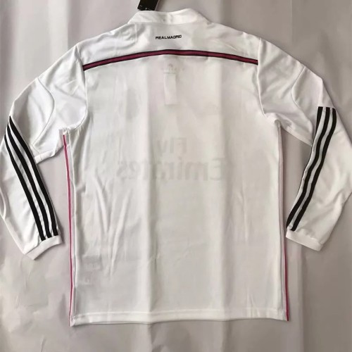 2014-2015 Real Madrid Home Long Sleeve Retro Soccer Jersey