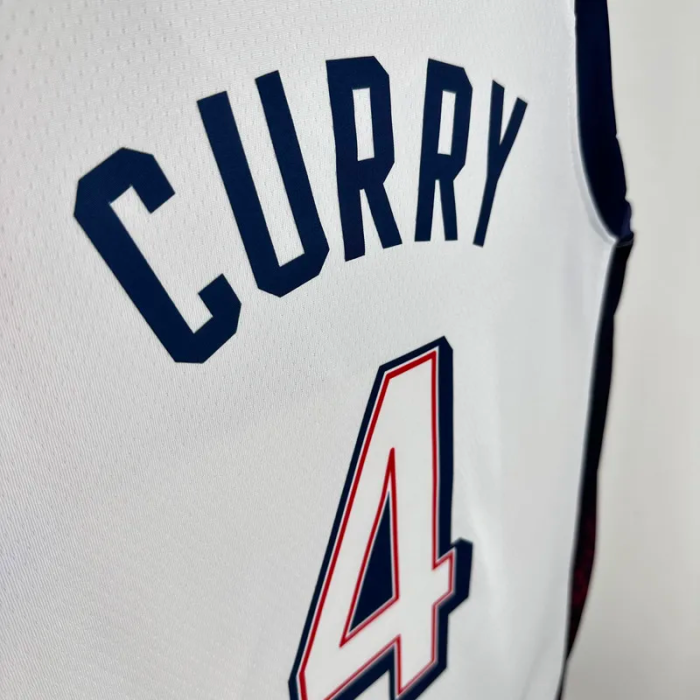 2024 Olympic Game USA CURRY # 4 White Basketball Jersey