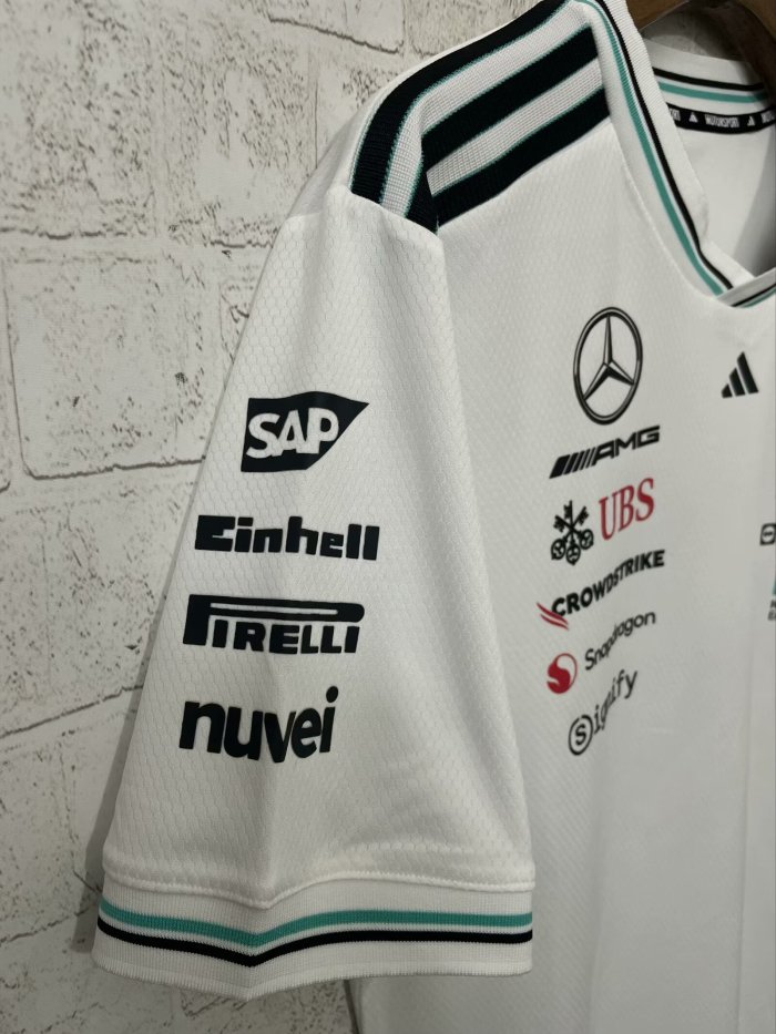 2025 F1 Benz New Pattern Short Sleeve Racing Suit